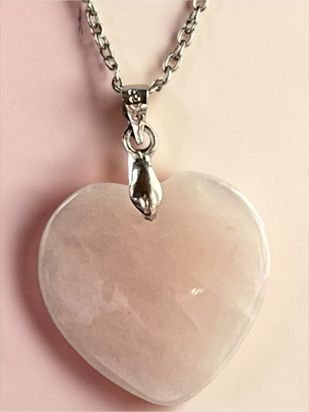 Rose Quartz Heart Pendant 18K Gold Plated Bale